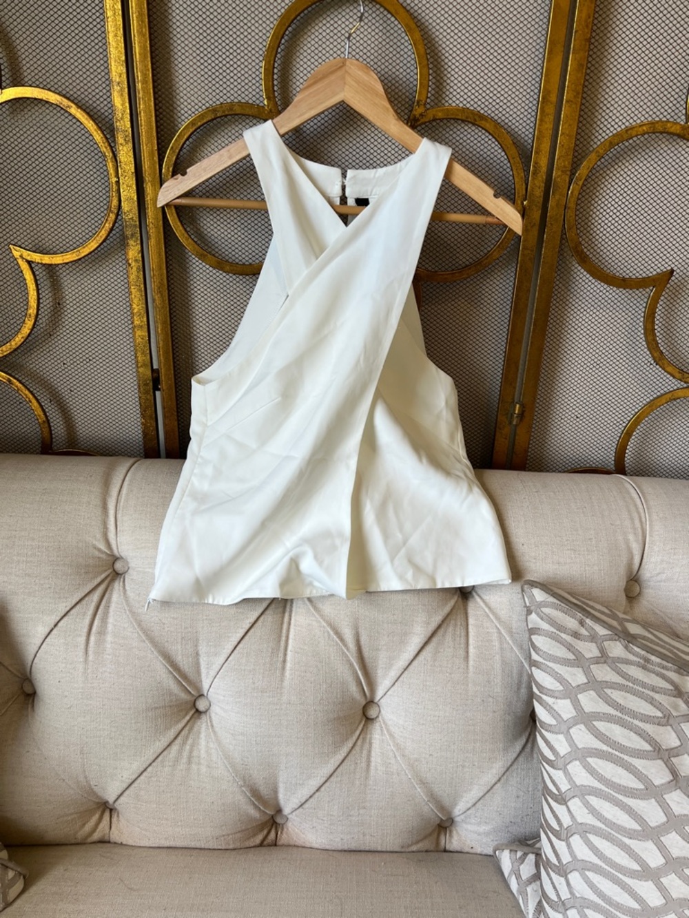 STYLEWE Cream Cross-Front Halter Camisole